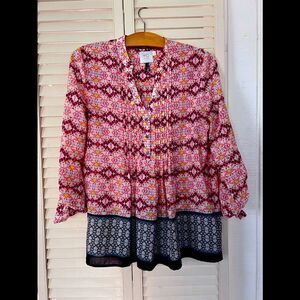 Anthropologie Hd In Paris Blouse Womens 2 Kaveri Pintuck Long Sleeves